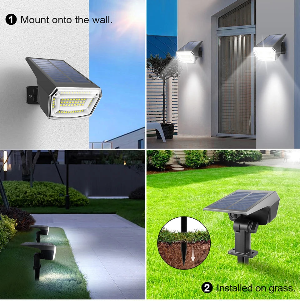 1200mAh Battery Power Outdoor LED Solar Spot Light Waterproof Garden Spotlight For Yard Backyard Lawn Walkway Landscape Decor