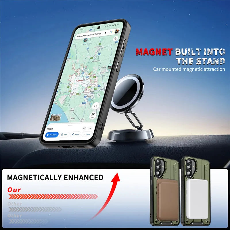 Armor Magnetic Ring Shockproof Case For Samsung Galaxy A14 A15 A35 A55 A16 A26 A36 A56 5G Magsafe Wireless Charging Cover