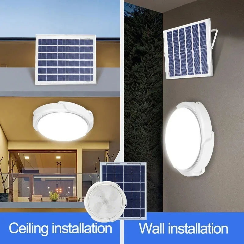 LED Solar Ceiling Light 25/40/60/80/100W  Solar Lamp Outdoor Waterproof Remote Control for Garden Hallway Indoor Living Room