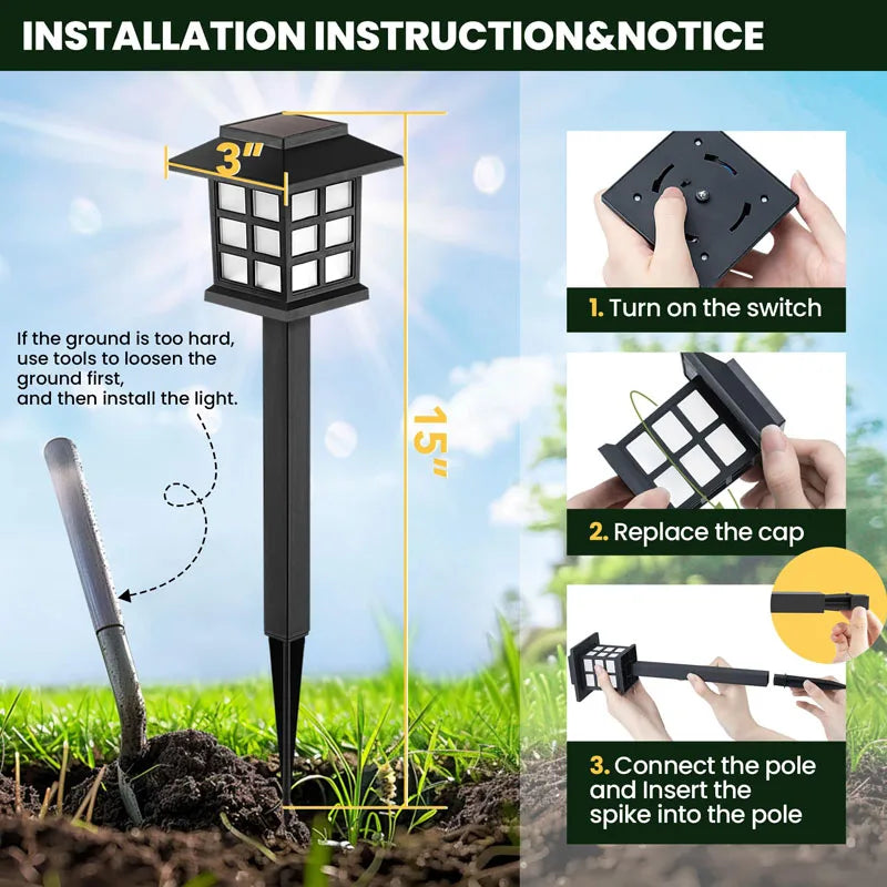 8 Pack Solar Pathway Garden Lights Outdoor Waterproof Landscape for Yard Patio Walkway Driveway Decor Solar Lawn Lamp Lighting